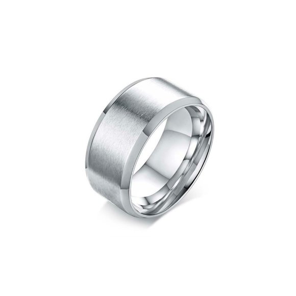Men's Band Ring Stainless Steel Silver Matte 9 13 - Picture 2 of 2